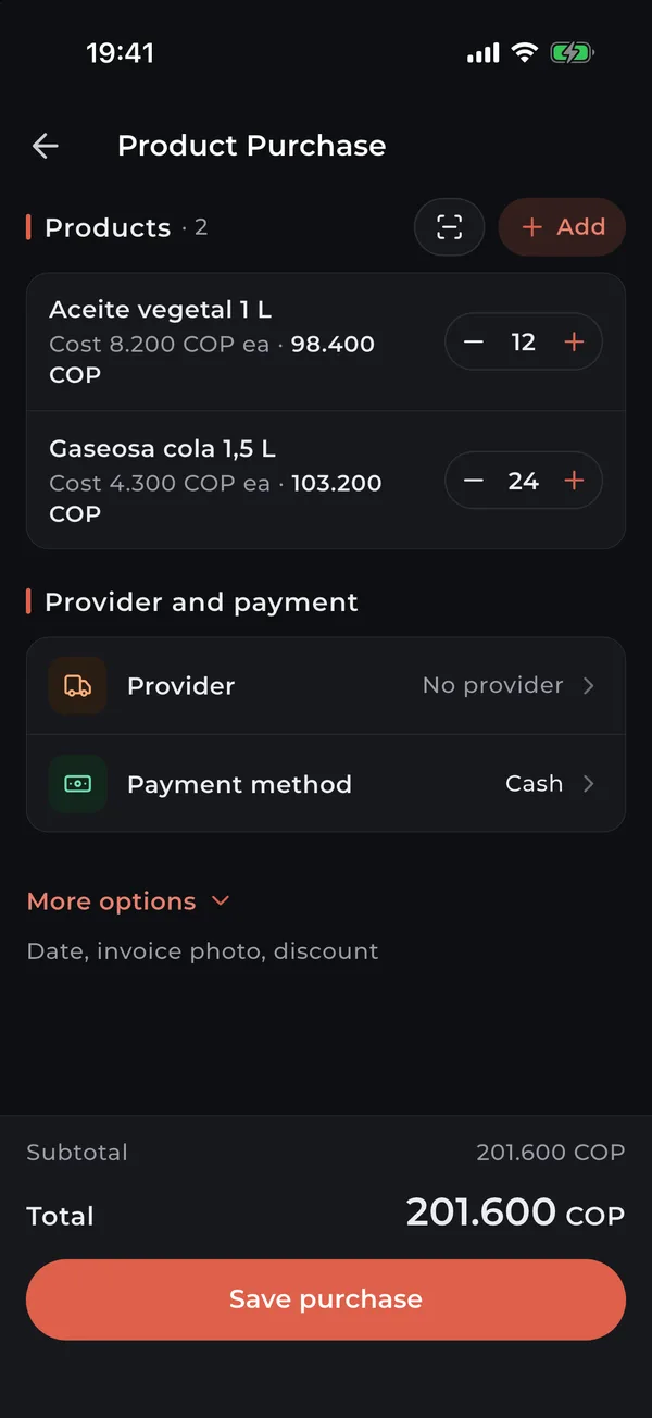 Product purchase from a supplier